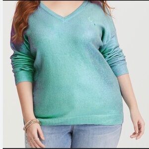 🆕 TORRID Disney Ariel Little Mermaid Foil Sweater Pullover